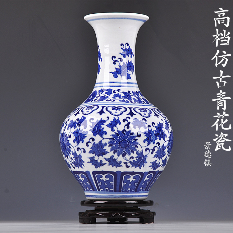 特價景德鎮陶瓷器 青花瓷花瓶現代時尚工藝品擺設 家居 纏枝花瓶