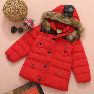 童棉衣 儿童冬季中小大童新款纯色可爱连帽儿童冬装