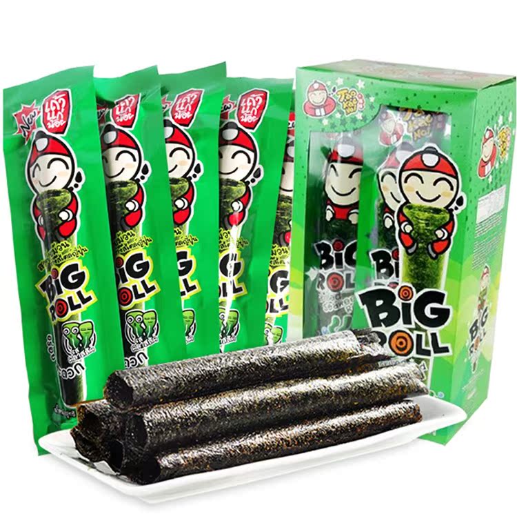 热卖小老板盒装烤海苔卷36g 10条原味/鱿鱼味/香辣味