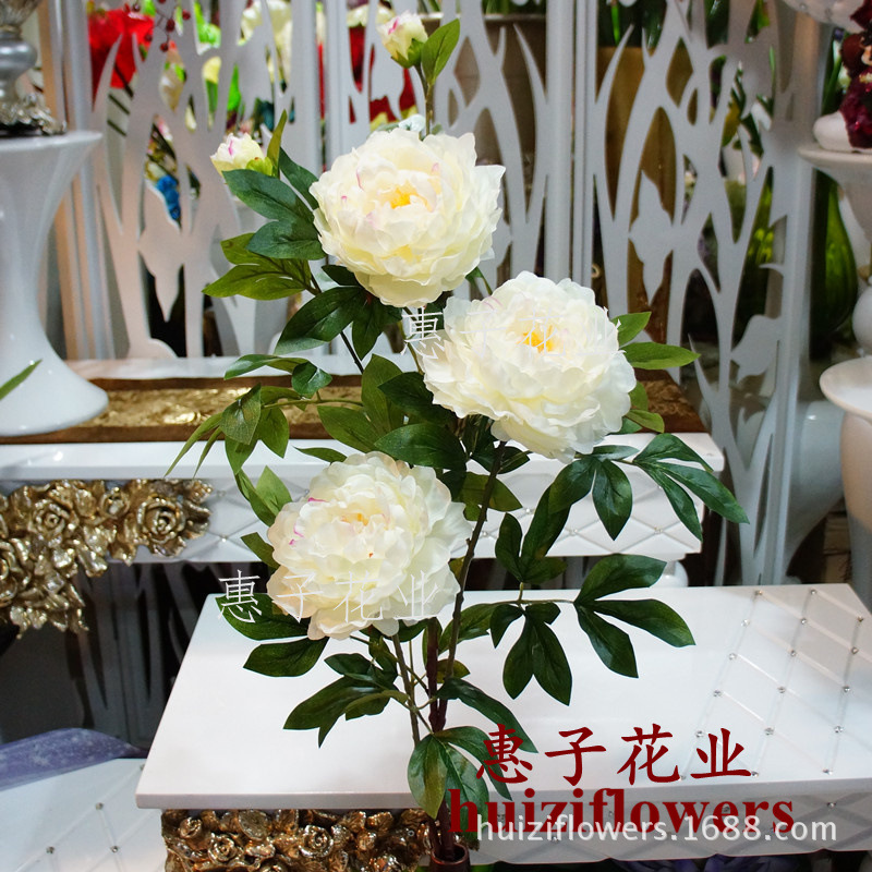 热销精品 单枝5头牡丹王芍药花仿真花假花批发家居软装装饰