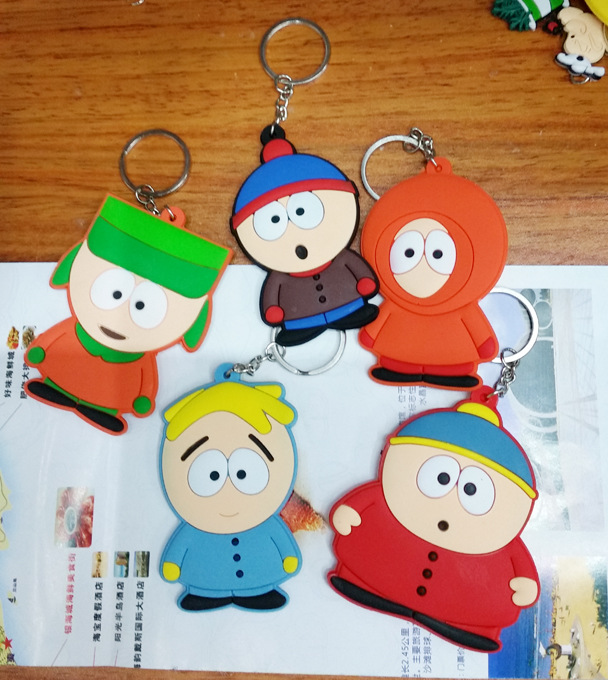 广东广州礼品南方公园衰仔乐园 四贱客斯坦双面硅胶钥匙扣 创意公仔包