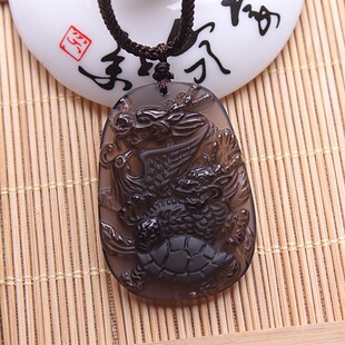 石头缘水晶批发天然极品5a级冰种黑曜石四灵聚合吊坠送鉴定证书