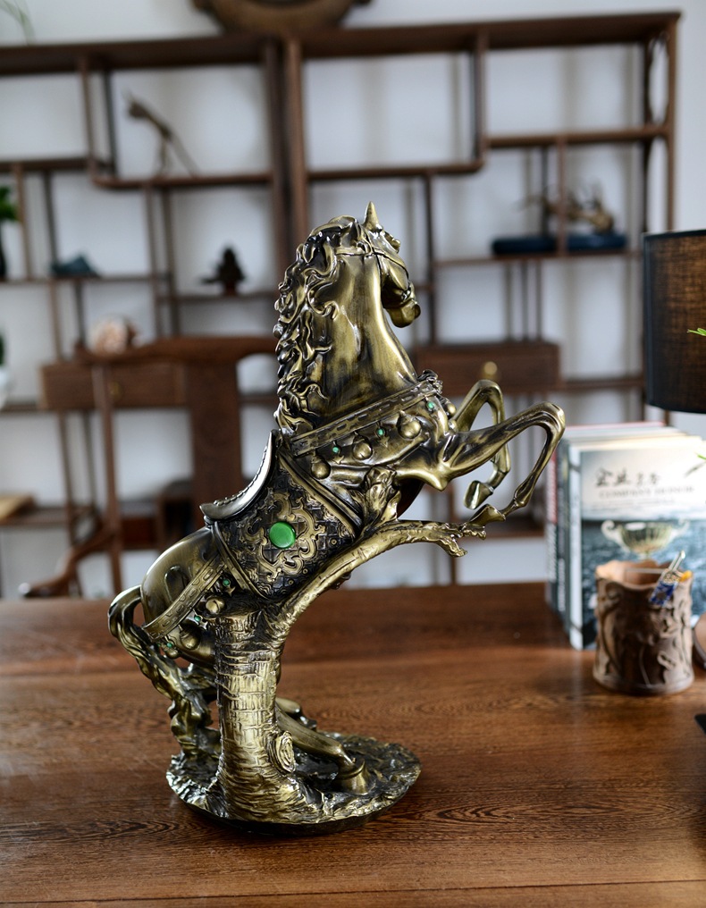 【马到成功摆件富贵马摆件商务家居礼品招财兴业树脂仿铜工艺品h063】
