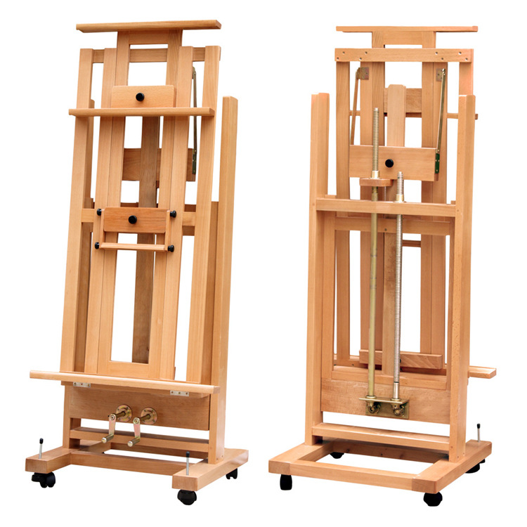 供应油画架 榉木制画架 画板架 双摇设计前倾后仰画框达2.3米