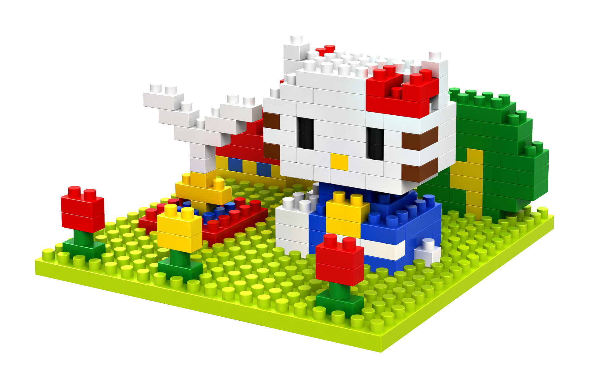 新款俐智loz钻石小颗粒积木 拼插拼装积木场景kitty系列喷泉 9405