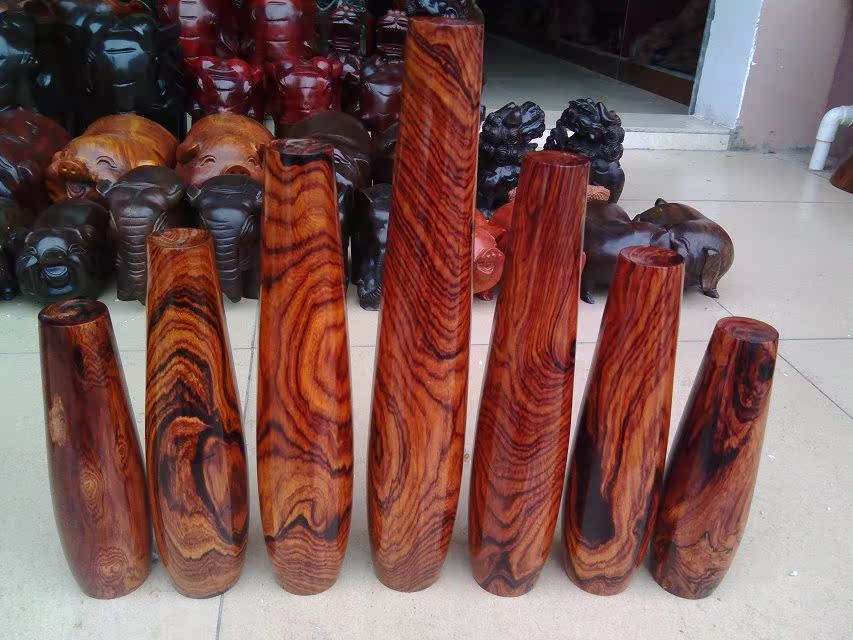 厂家直销酸枝木摆件7件套 白酸枝鬼脸纹收藏摆件