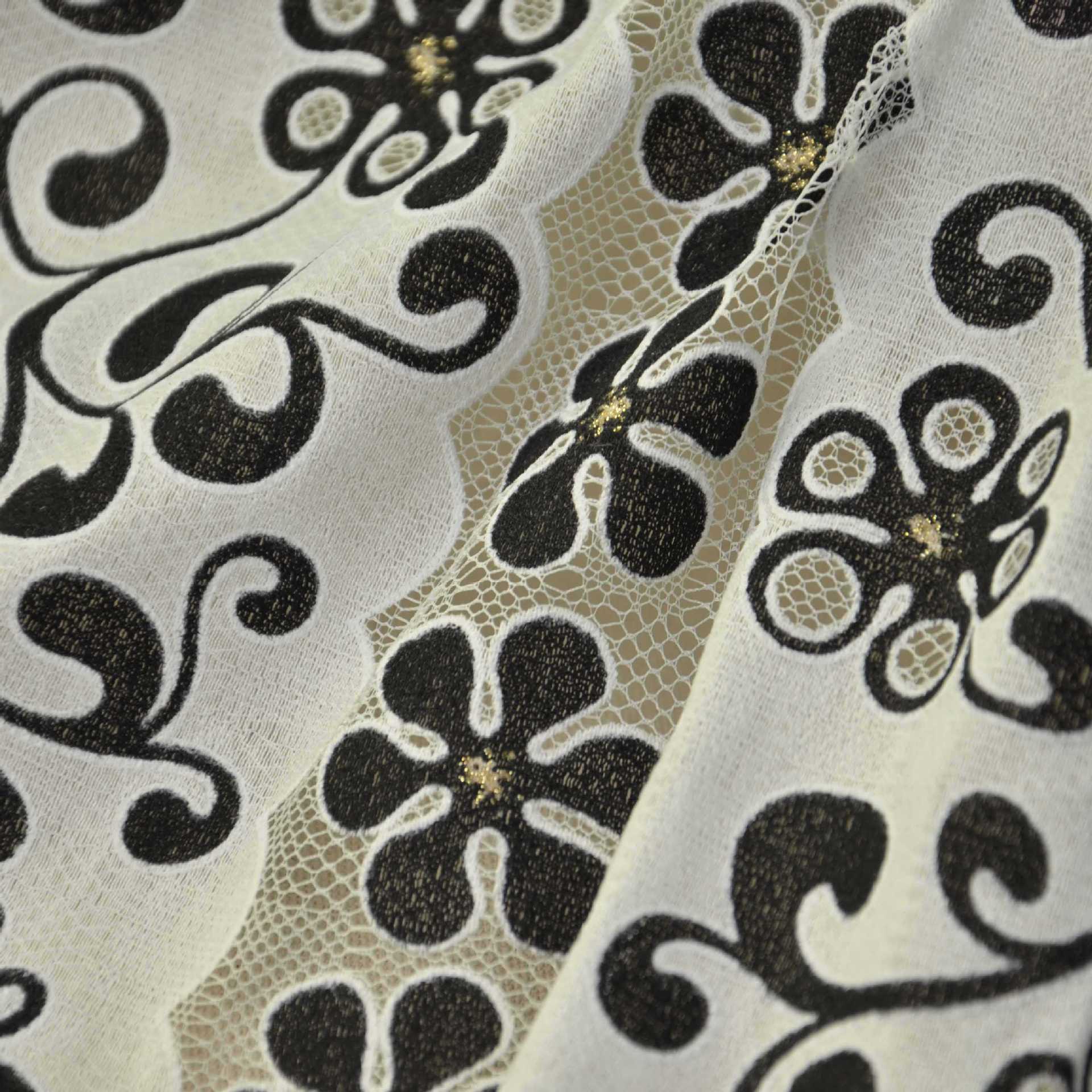 烫金蕾丝 涤棉烧化蕾丝面料 韩国进口烧花连衣裙面料蕾丝复合面料