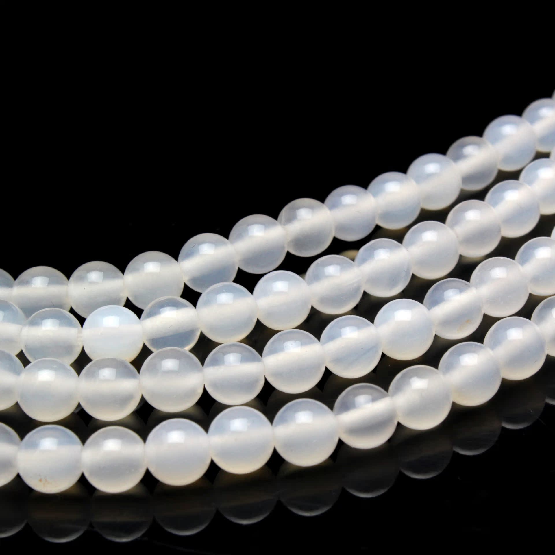 【天然水晶饰品 6mm白玛瑙 水晶散珠半成品批发 静雅