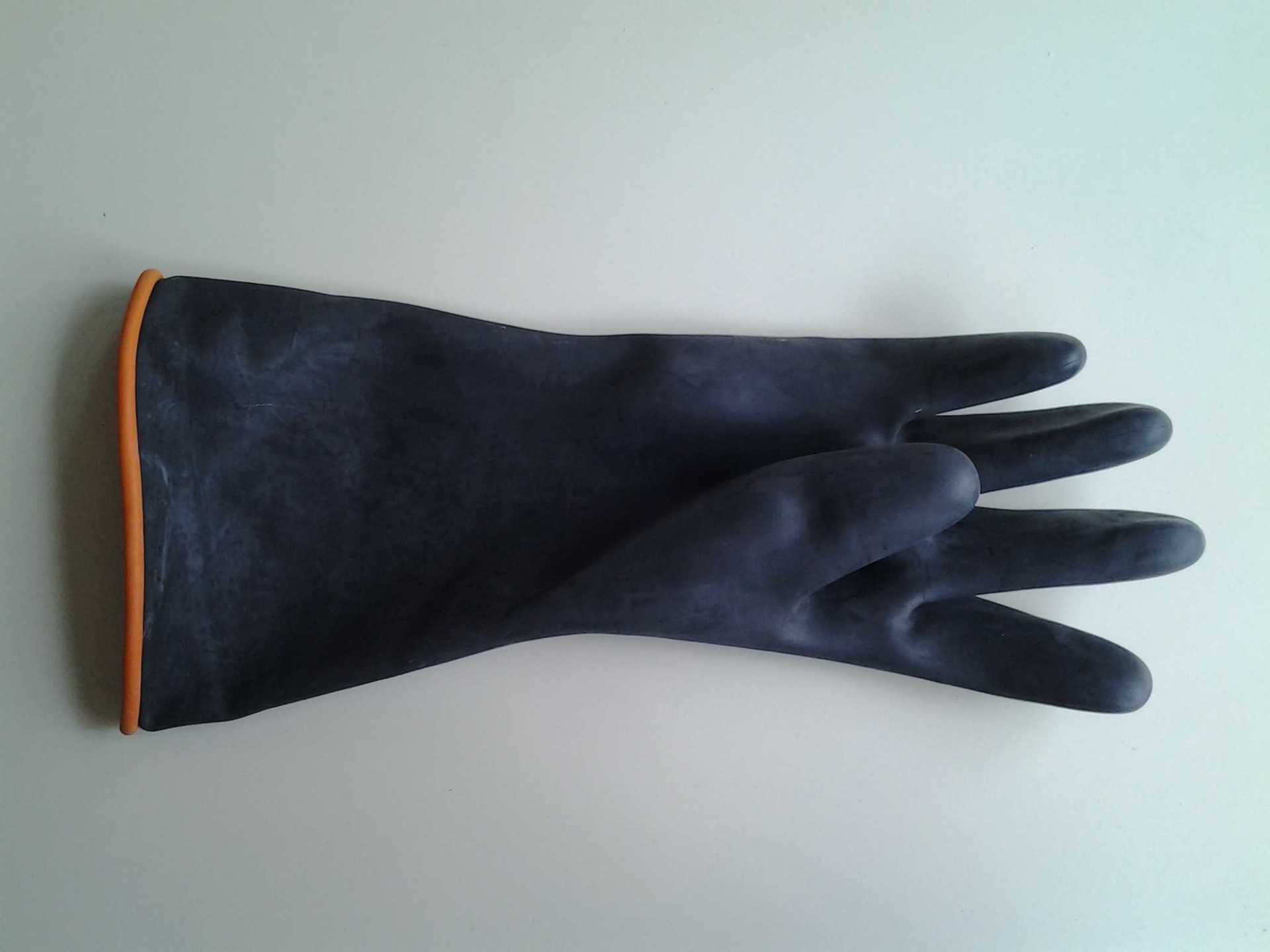 创富耐酸碱加长工业手套 双层超厚乳胶手套 35mm耐酸碱乳胶手套