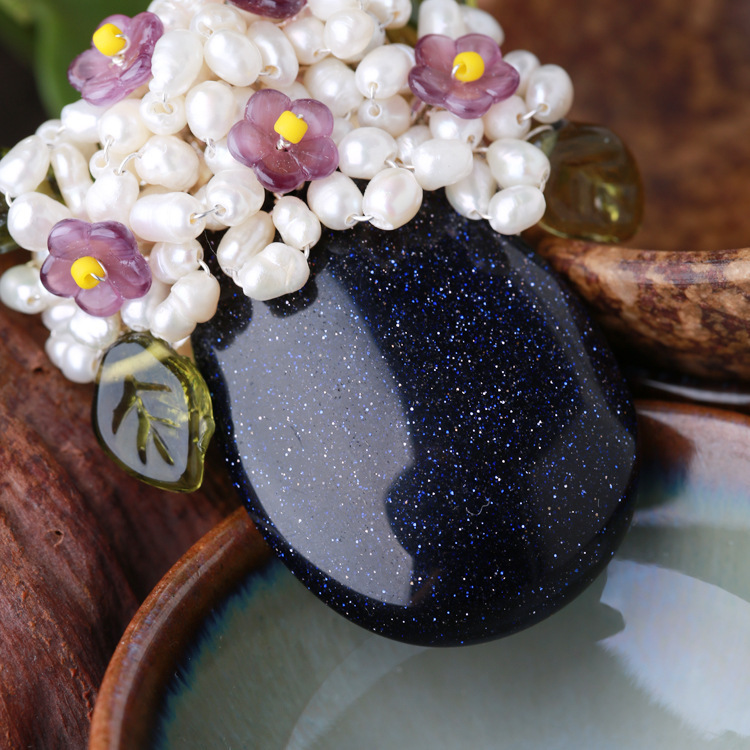 意大利手工编织 天然真石珍珠胸针时尚复古高档胸花 欧美首饰带盒