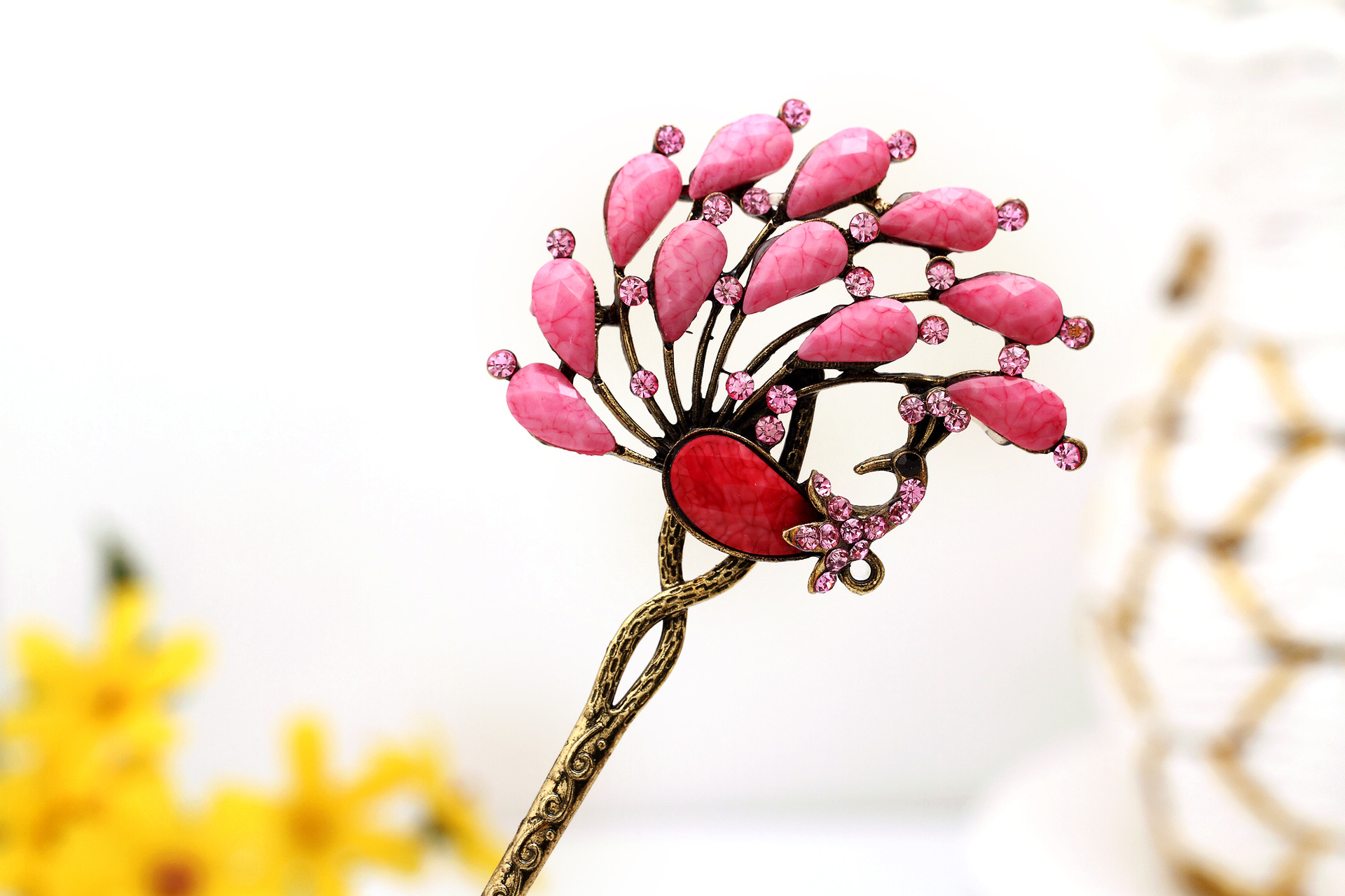 韩国插发簪子发卡头饰凤凰孔雀发簪头饰新款厂家批发直销义乌