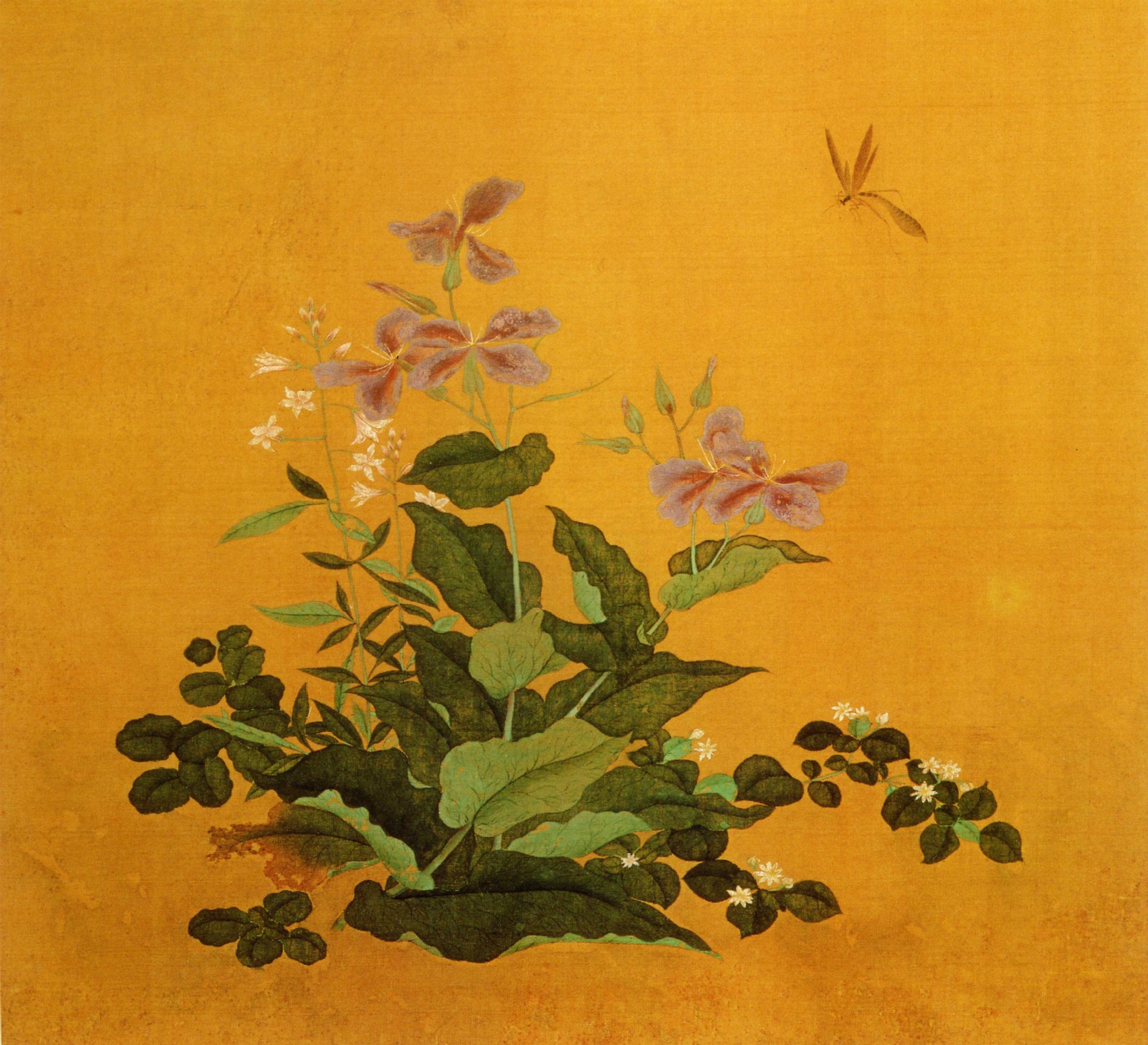 黄荃 长春花鸟册 墙纸胶粉 客厅电视背景墙 装饰画 数字油画 家装