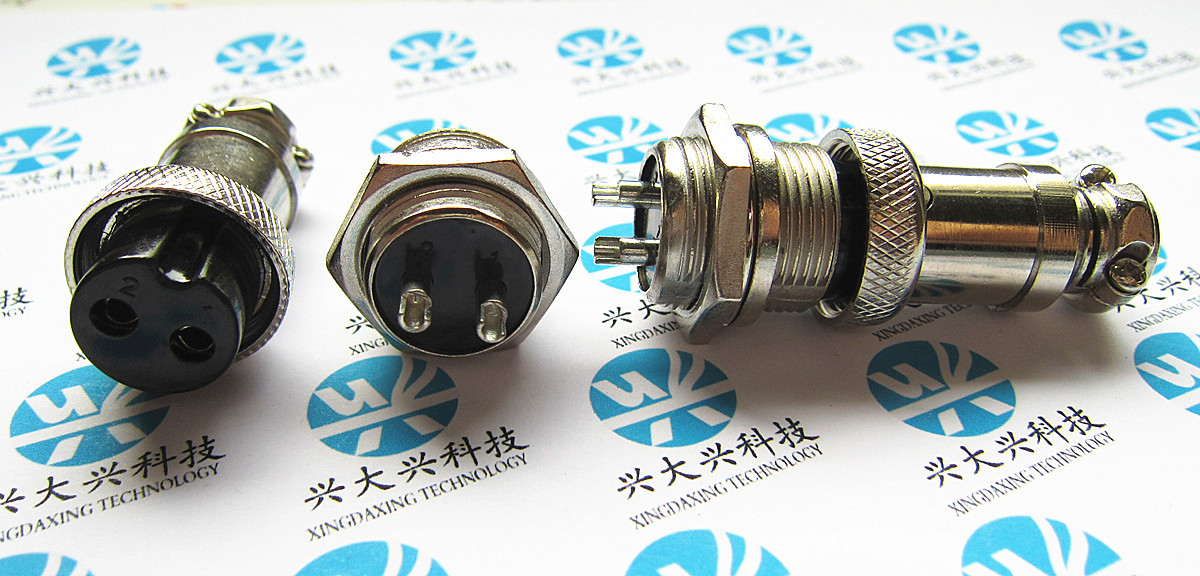 2芯 航空插头gx16-2p 接口直径16mm 电缆连接器