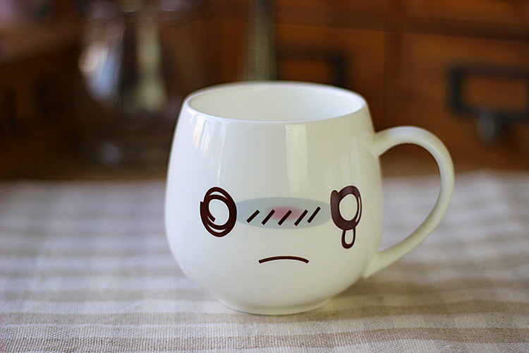 zakka杂货 超萌表情陶瓷水杯 囧表情可爱马克杯 杯子 创意礼品