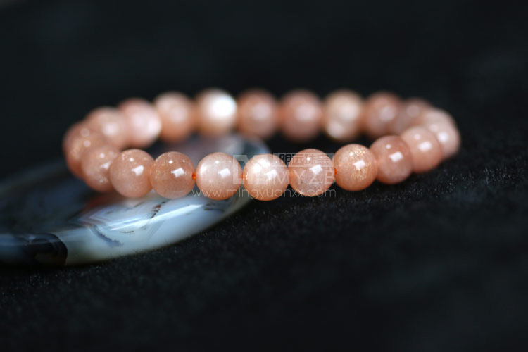 【天然橙月光石圆珠手链 第一等级 水晶宝石手饰批发】广东汕尾天然橙