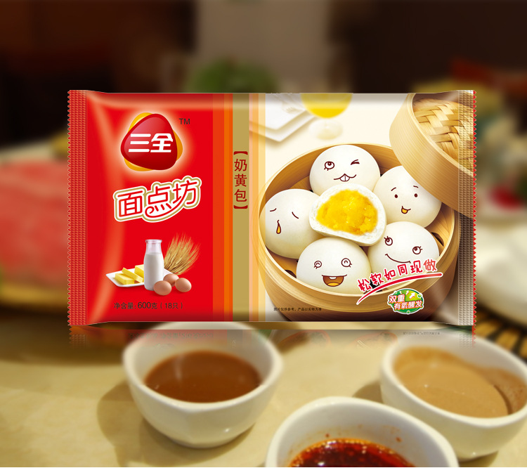 厂家直销批发 三全速食食品 奶黄豆沙包 小笼包速冻点心包 600g