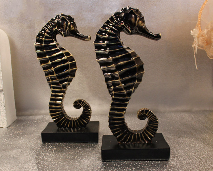 欧式树脂工艺家居装饰品摆件 高档客厅卧室动物海马现代艺术品