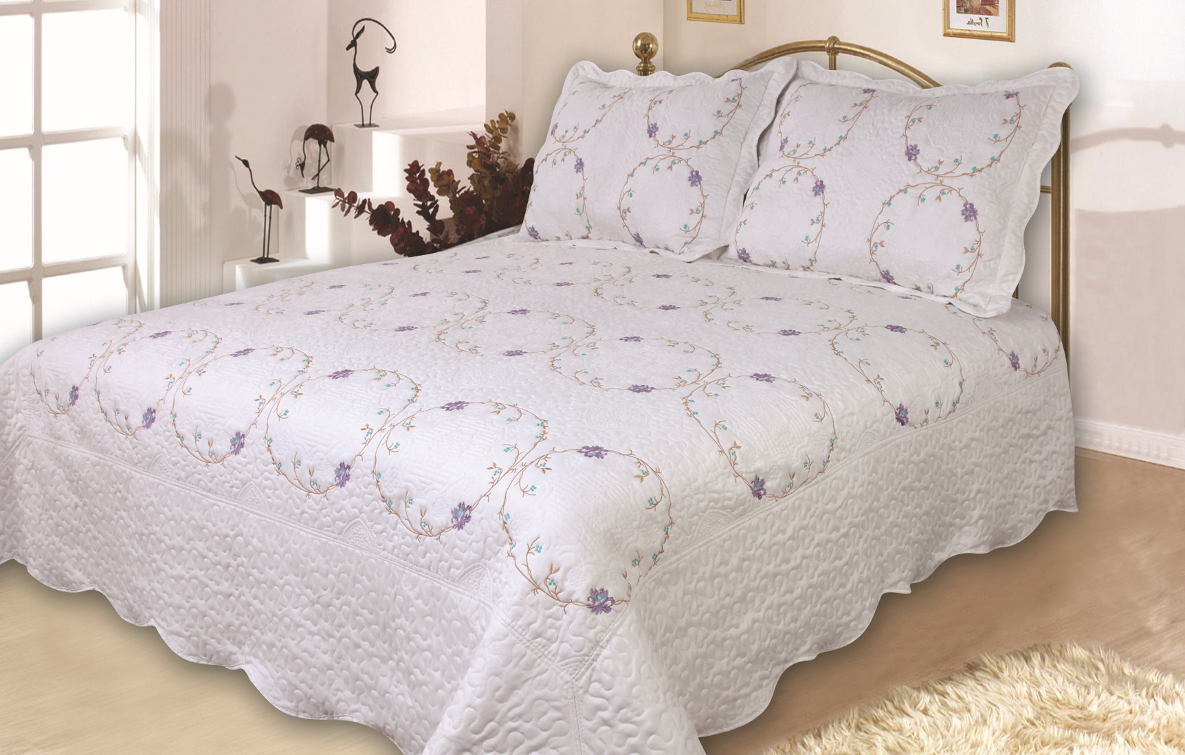 新款夏凉空调水洗被 多色绗缝绣花工艺被 高档床盖床单床垫