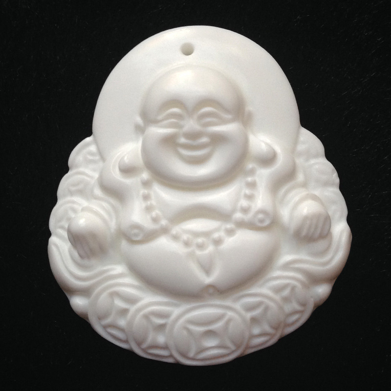 三尚 海南琼海批发拿样 diy饰品配饰纯天然奶白弥乐佛 砗磲吊坠