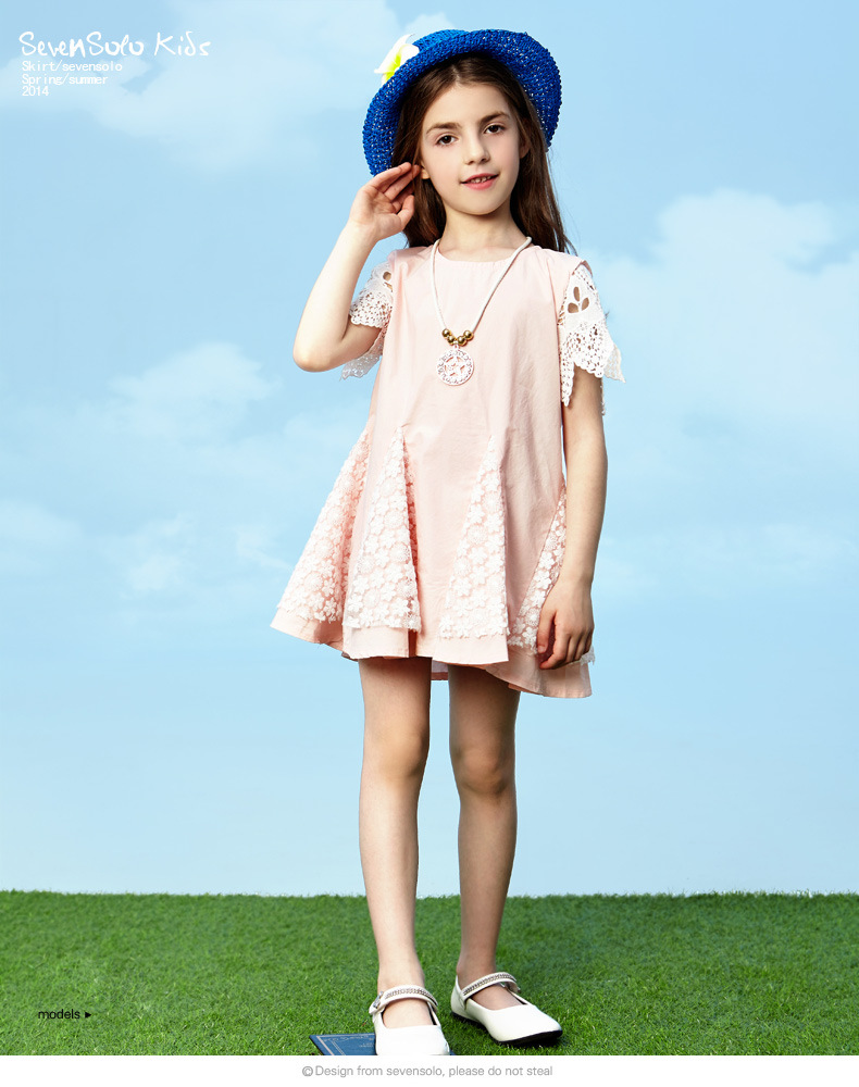女童连衣裙2014新款童装夏款中大童短袖公主裙宝宝可爱网纱裙批发