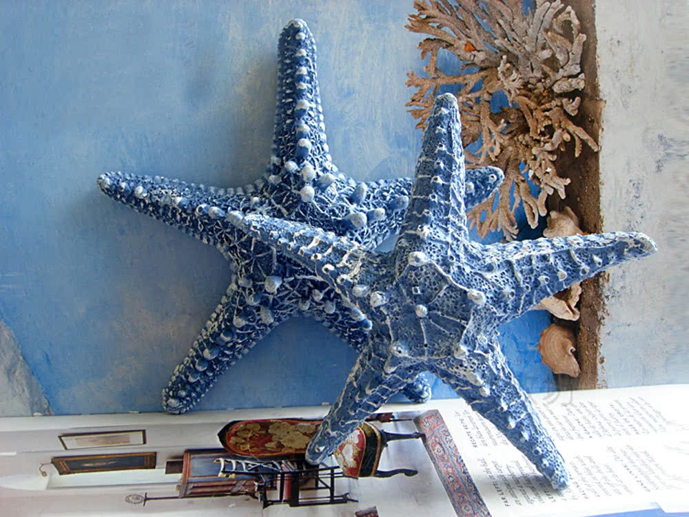 立体仿真树脂彩色五角海星 地中海风格家居装饰 创意挂饰壁饰