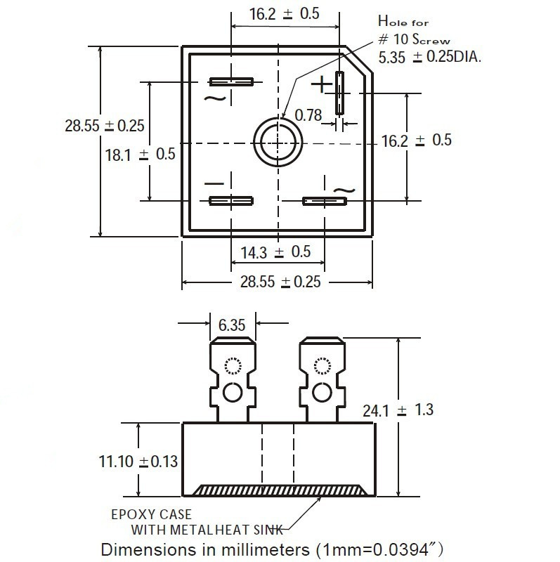 这些,其他50a 1000v桥堆的不同规格:           50a整流桥堆 kbpc5010