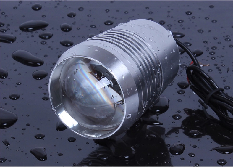 摩托车改装led灯u2透镜大灯激光炮强光射灯三档变光爆闪超强射程