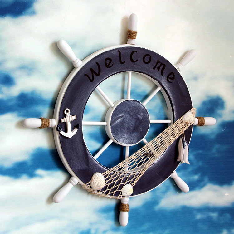 地中海风格家居装饰品摆件 木质舵手 海洋系列挂饰船舵 厂家批发