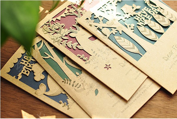 韩国文具批发 森林小物镂空祝福卡片 万能