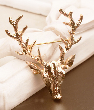 高品质合金 麋鹿胸针金色鹿角小鹿胸针圣诞胸针 圣诞礼品别针配饰