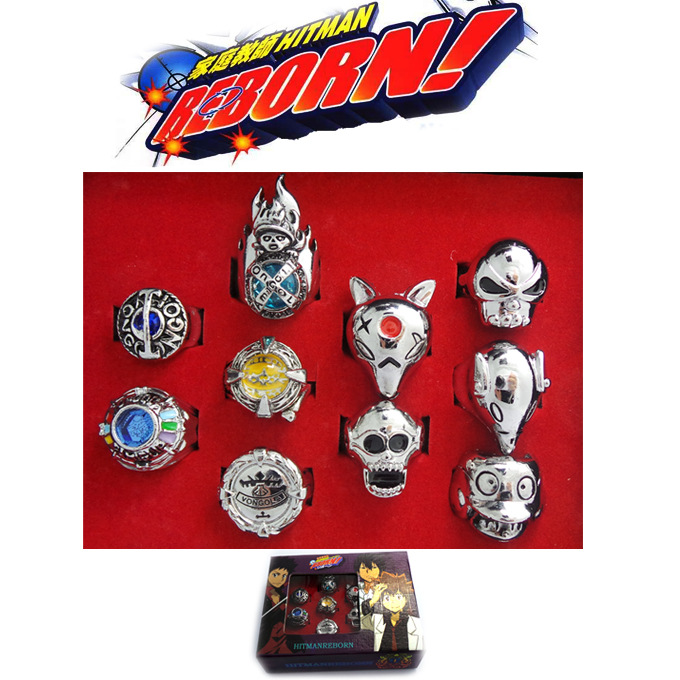 动漫戒指批发 家庭教师hitmanreborn黑手党戒指彭格列10款戒指