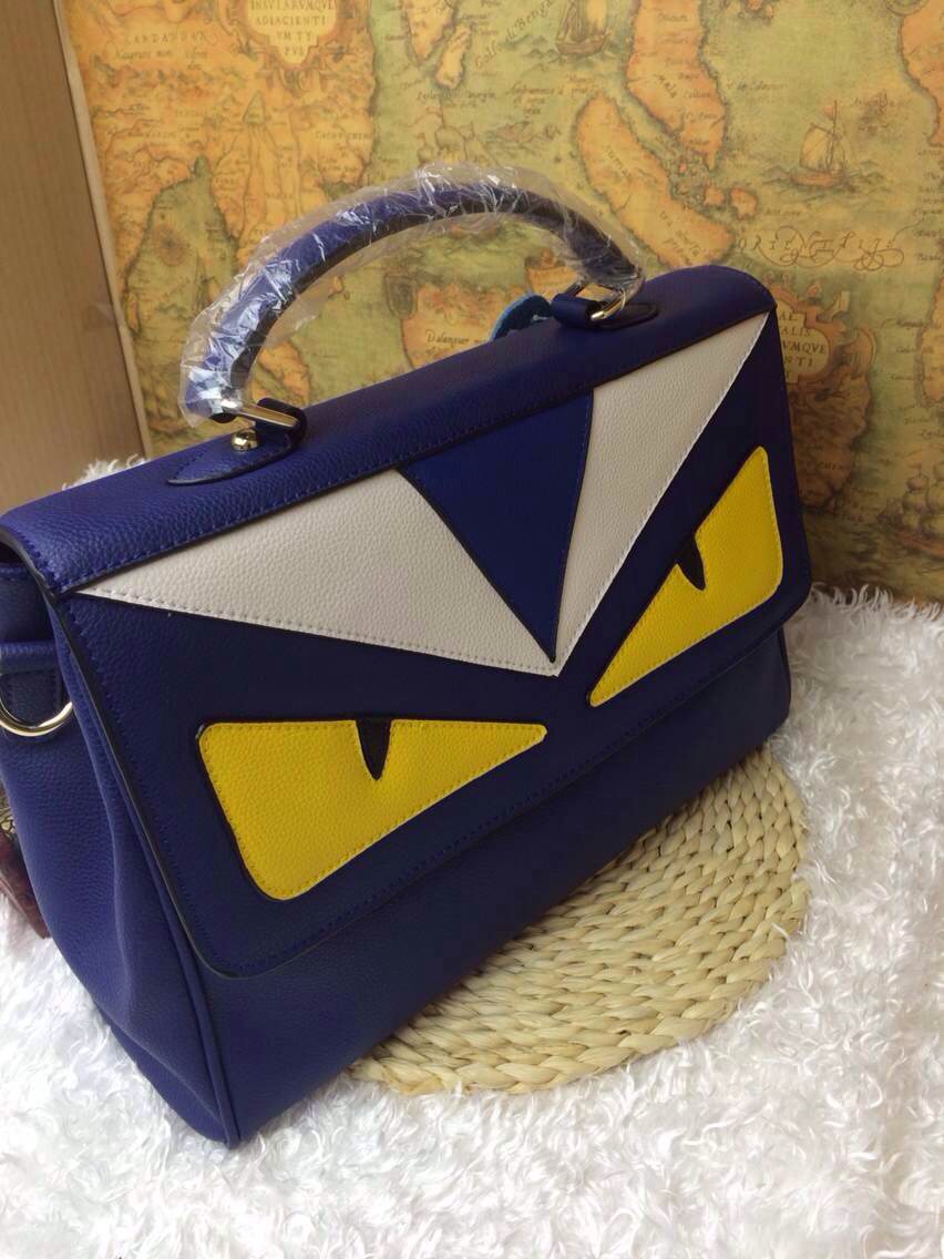 欧美时尚款 真皮女包芬小怪兽拼色大号牛皮手提单肩斜跨包