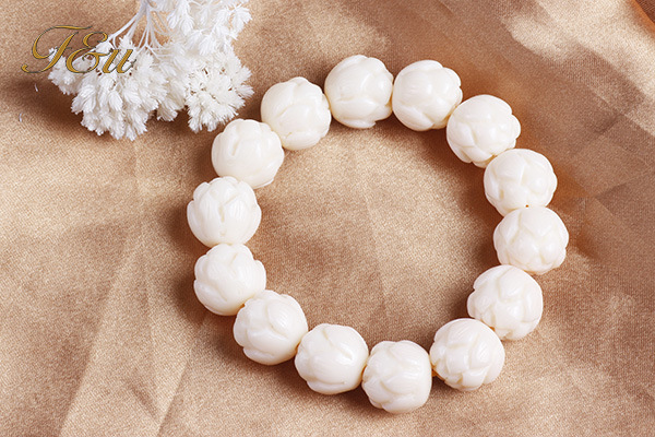 f&u新品爆款推荐 佛教信仰菩萨莲花象牙石手链 祈福转运手环批发