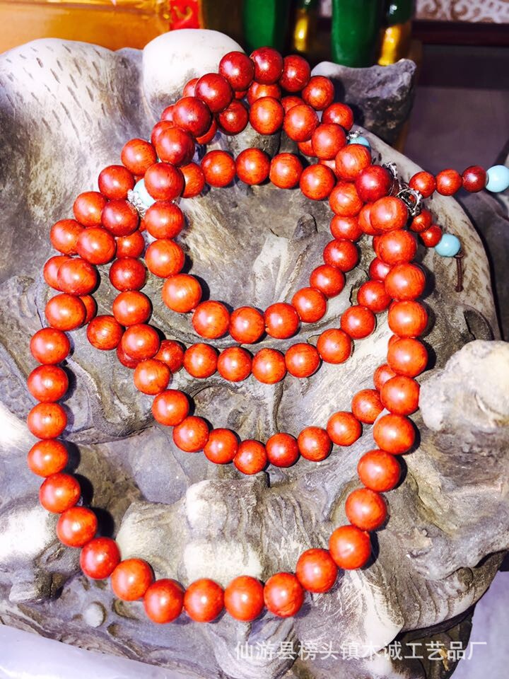 厂家批发直销血檀 科檀印度小叶紫檀佛珠 手链 科檀手串木质念珠