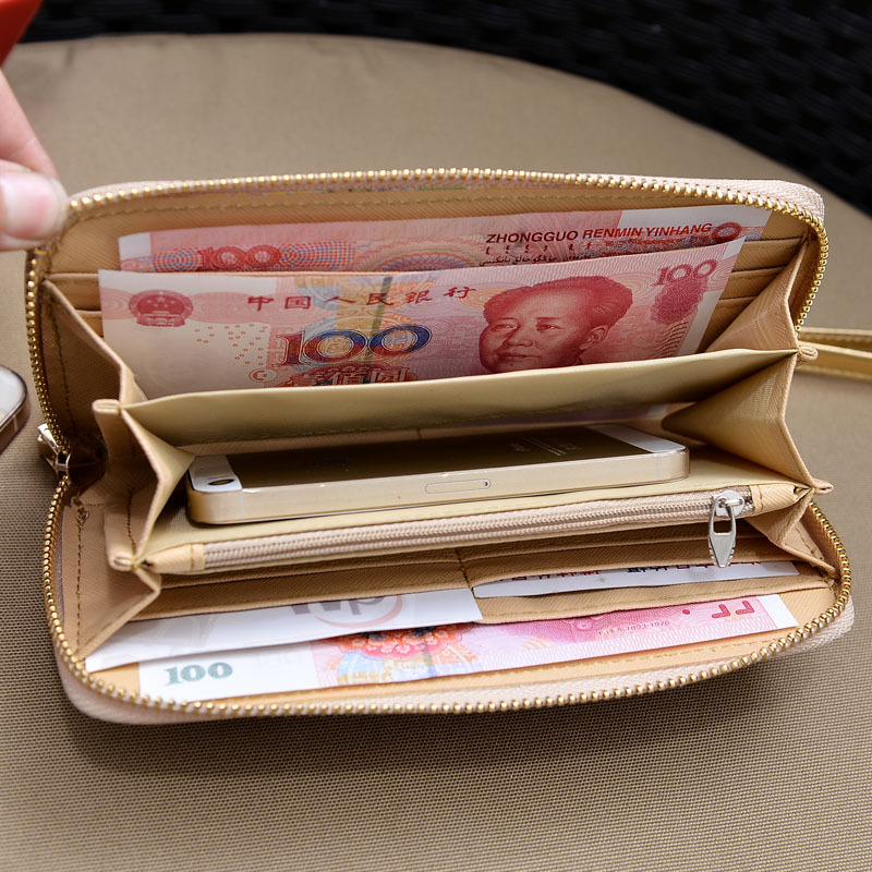 826土豪金拉链女士钱包新款长款钱包零钱包手士手拿包