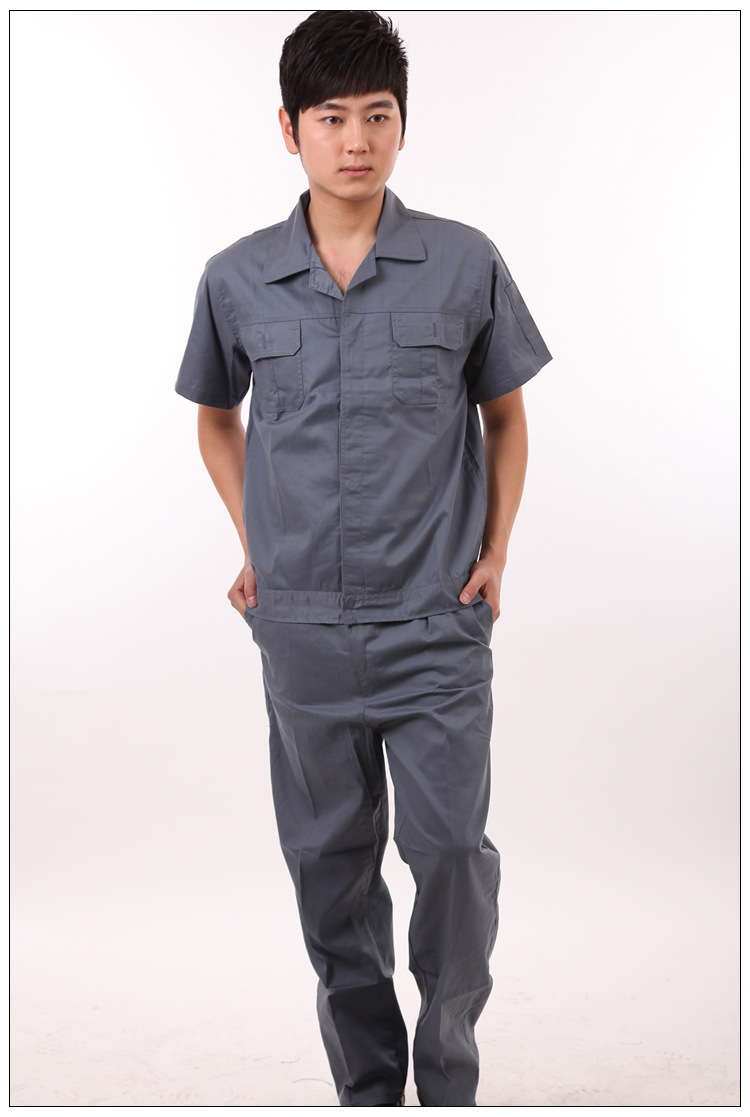 夏装工作服短袖套装男 夏季劳动.