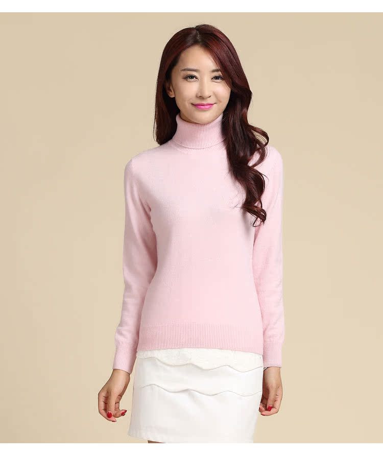 供应秋冬新款女式高翻领套头大码澳洲羊毛针织毛衣打底毛衫女批发