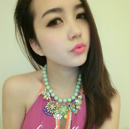 左岸潇 郭美美同款 早春薄荷绿宫廷宝石镶嵌复古奢华项链图片_11