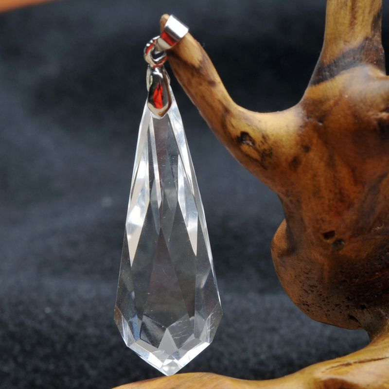 纯天然白水晶刻面菱形吊坠 编号y127y26