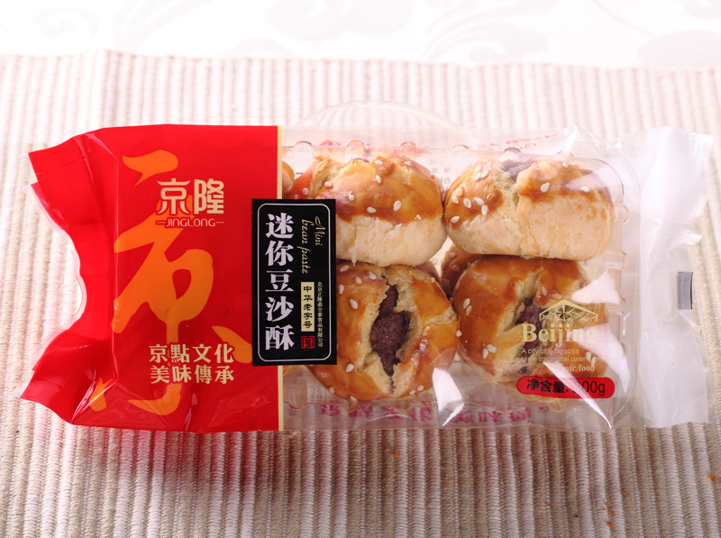 批发北京特产京隆迷你豆沙酥8000g 豆沙馅营养糕点40包/箱