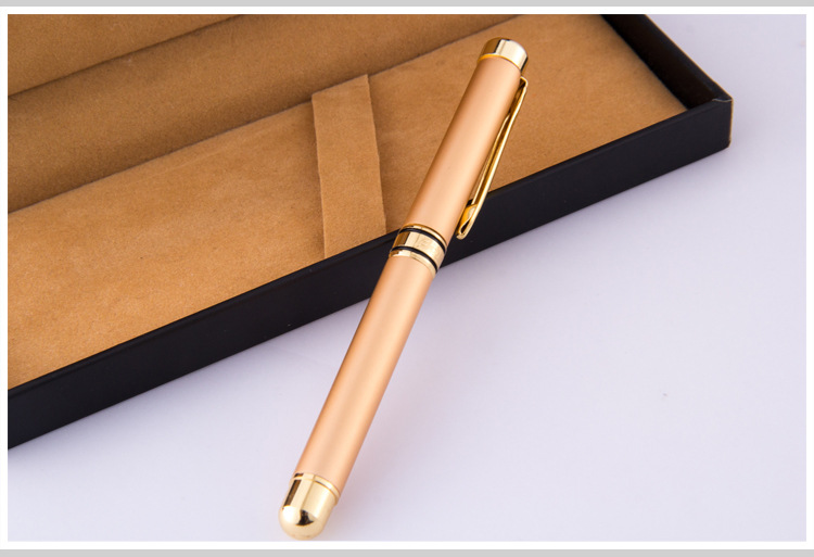 淘宝高档简约办公金色金属笔中性笔可换笔芯广告笔批发588签字笔