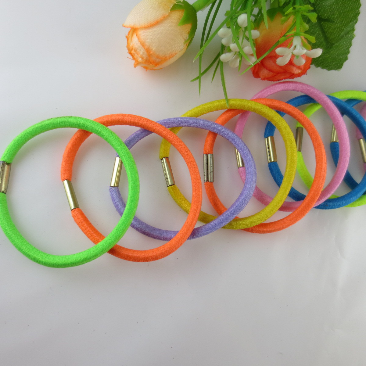 2元店发饰批发 黑色高弹皮筋 皮绳头饰品 带马仔扣耐用头圈发圈