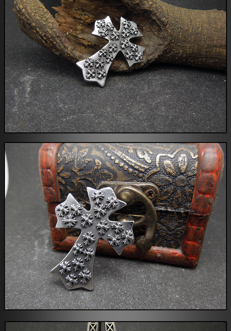 复古鸢尾花十字架 潮人夜店必备钛钢项链 明星同款配饰sp241