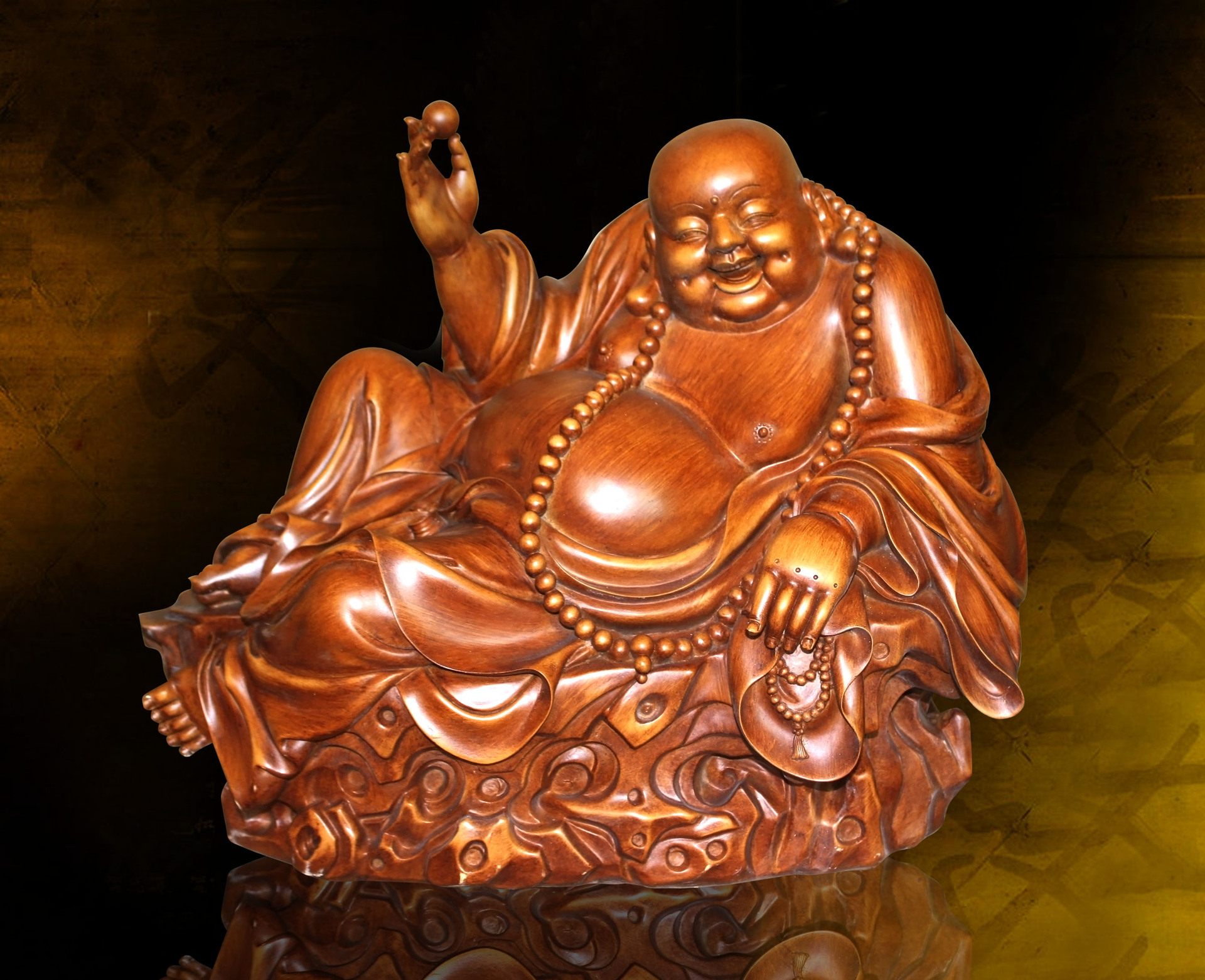 开运弥勒佛木雕树脂佛像工艺摆件 商务开业乔迁家居创意礼品批发