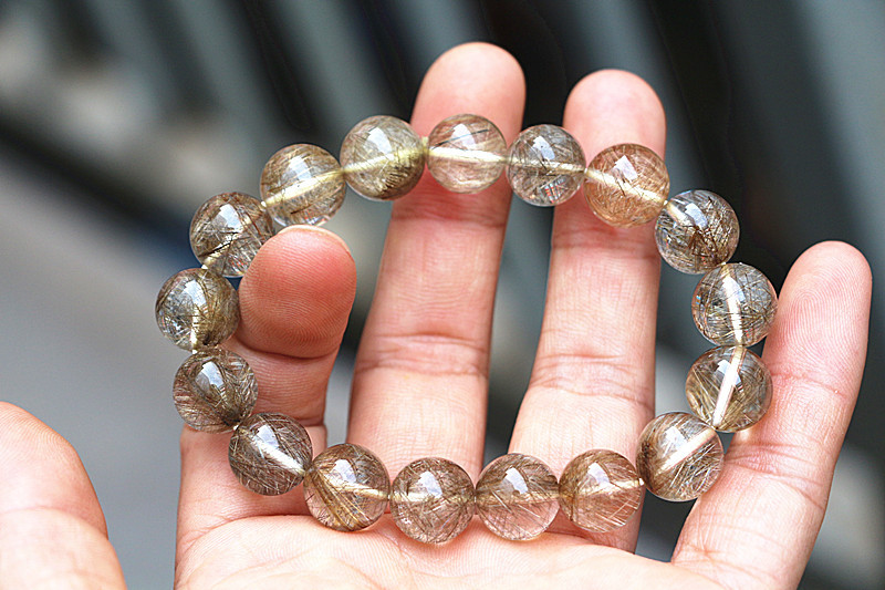 天然水晶宝石 天然发晶 银发晶手链 银丝发晶 4.