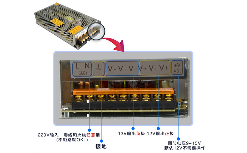 厂家直销 12v30a工业电源 监控安防电源 铝壳监控集成电源