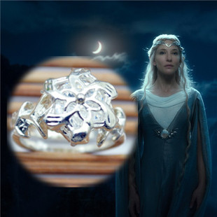 384 欧美影视大片 霍比特人指环王精灵女王圣银花 戒指 女款