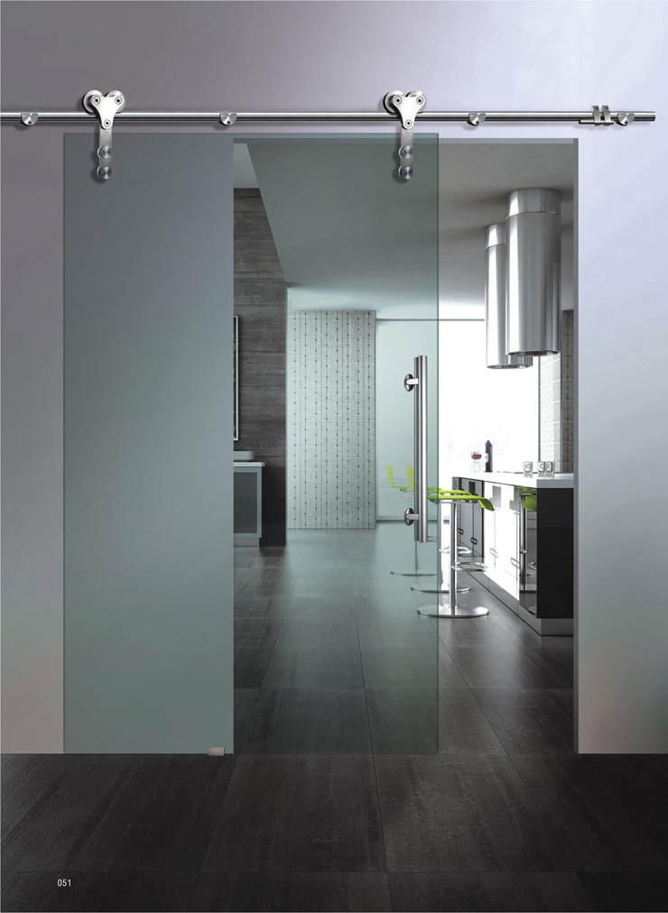 304玻璃滑轨 移门吊轨 玻璃推拉门吊轨 移门轮双轮套装