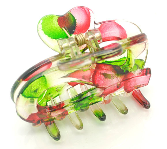 亚克力吹点彩色发抓 中号马尾发夹盘发卡小额批发