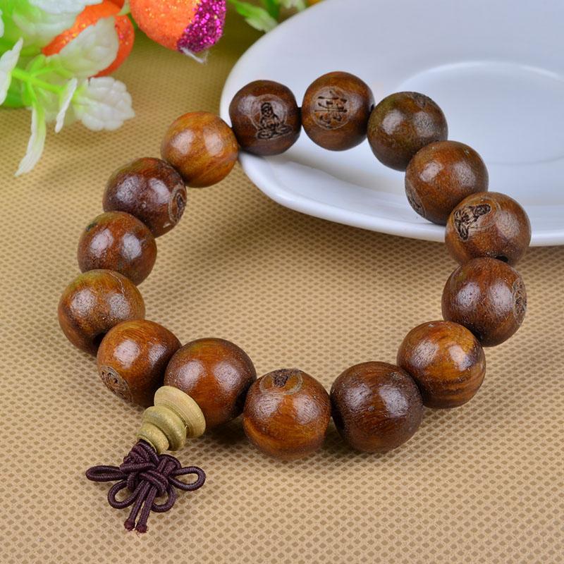 a068 绿檀木刻字手串图片_6